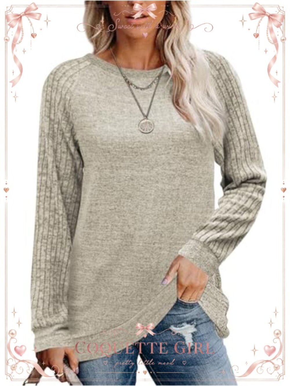 Oversized Raglan Long Sleeve Tunic Sweater Knit Crewneck Pullover